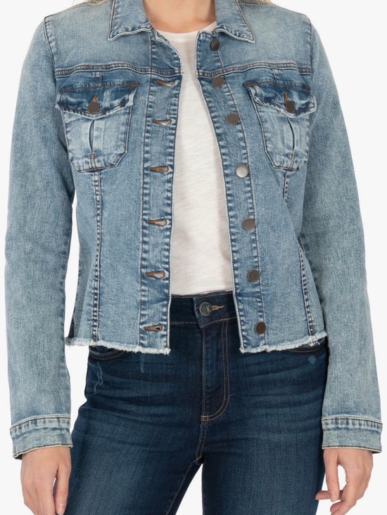 Kut from the Kloth Jackets & Blazers - Kut from the Kloth Medium Wash Distressed & Frayed Denim Jacket